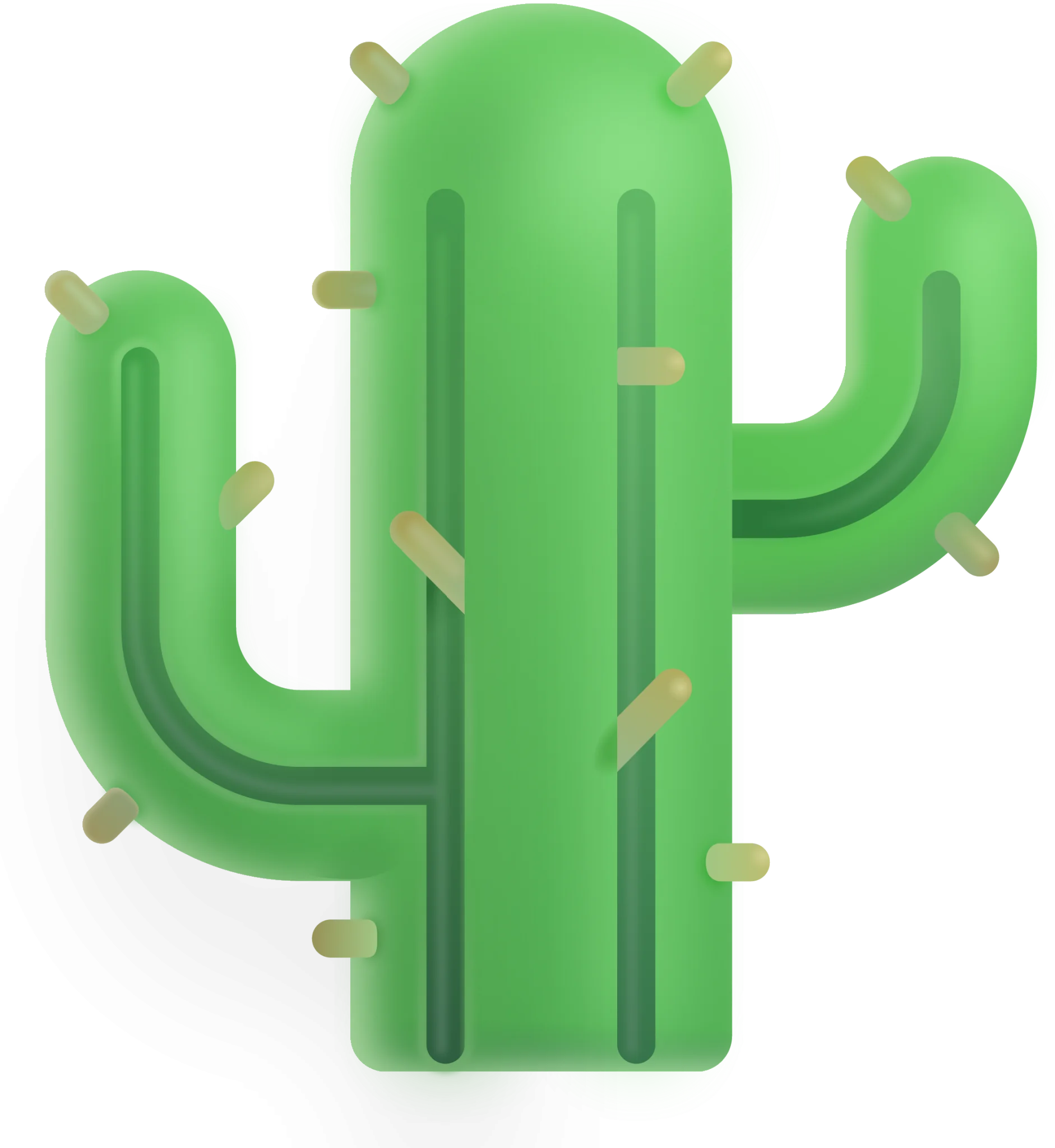 Stylized Green Desert Sentinel Cactus Clipart with Soft Rounded Edges