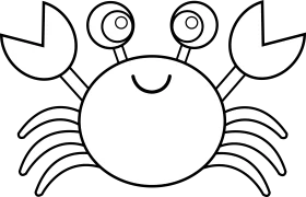 Adorable Black and White Cartoon Crab Clipart for Kids' Design Projects