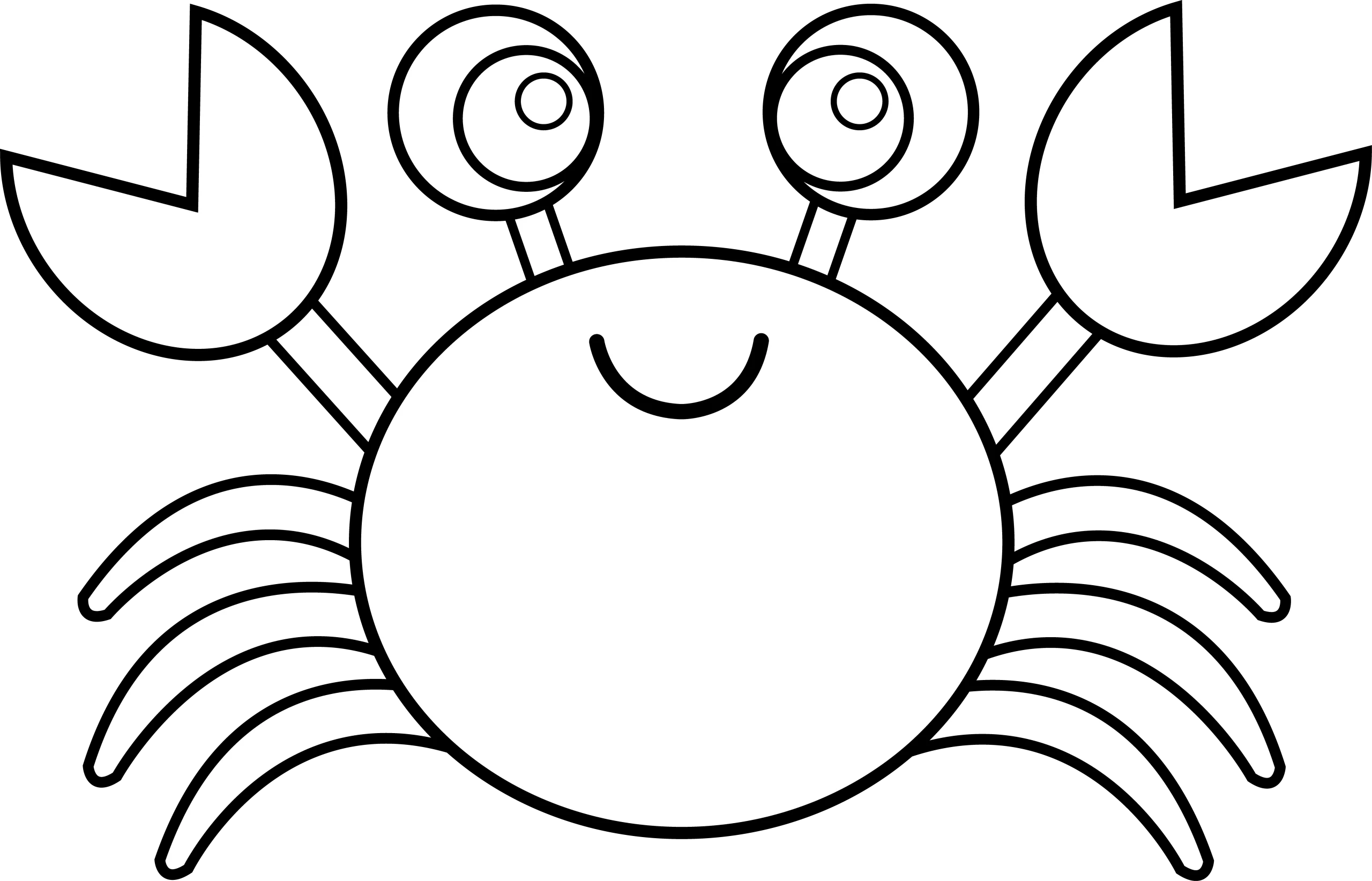 Adorable Black and White Cartoon Crab Clipart for Kids' Design Projects