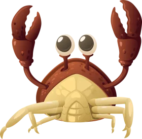 Adorable Cartoon Crab Clipart with Expressive Eyes and Playful Pose