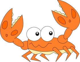 Adorable Cartoon Crab Clipart with Googly Eyes and Playful Raised Claws