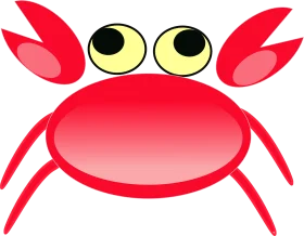 Adorable Cartoon Red Crab Clipart with Expressive Googly Eyes