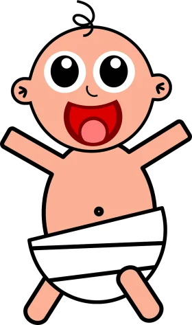 Adorable Cheerful Baby Clipart: Joyful Infant Cartoon Character with Spread Arms