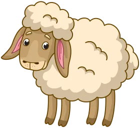 Adorable Fluffy Cartoon Sheep Clipart with Soft Curly Wool and Cute Expression