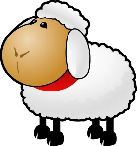 Adorable Fluffy Cartoon Sheep Clipart with Whimsical Round Design
