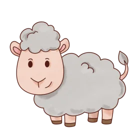 Adorable Fluffy Gray Sheep Clipart Illustration for Kids and Nursery Decor
