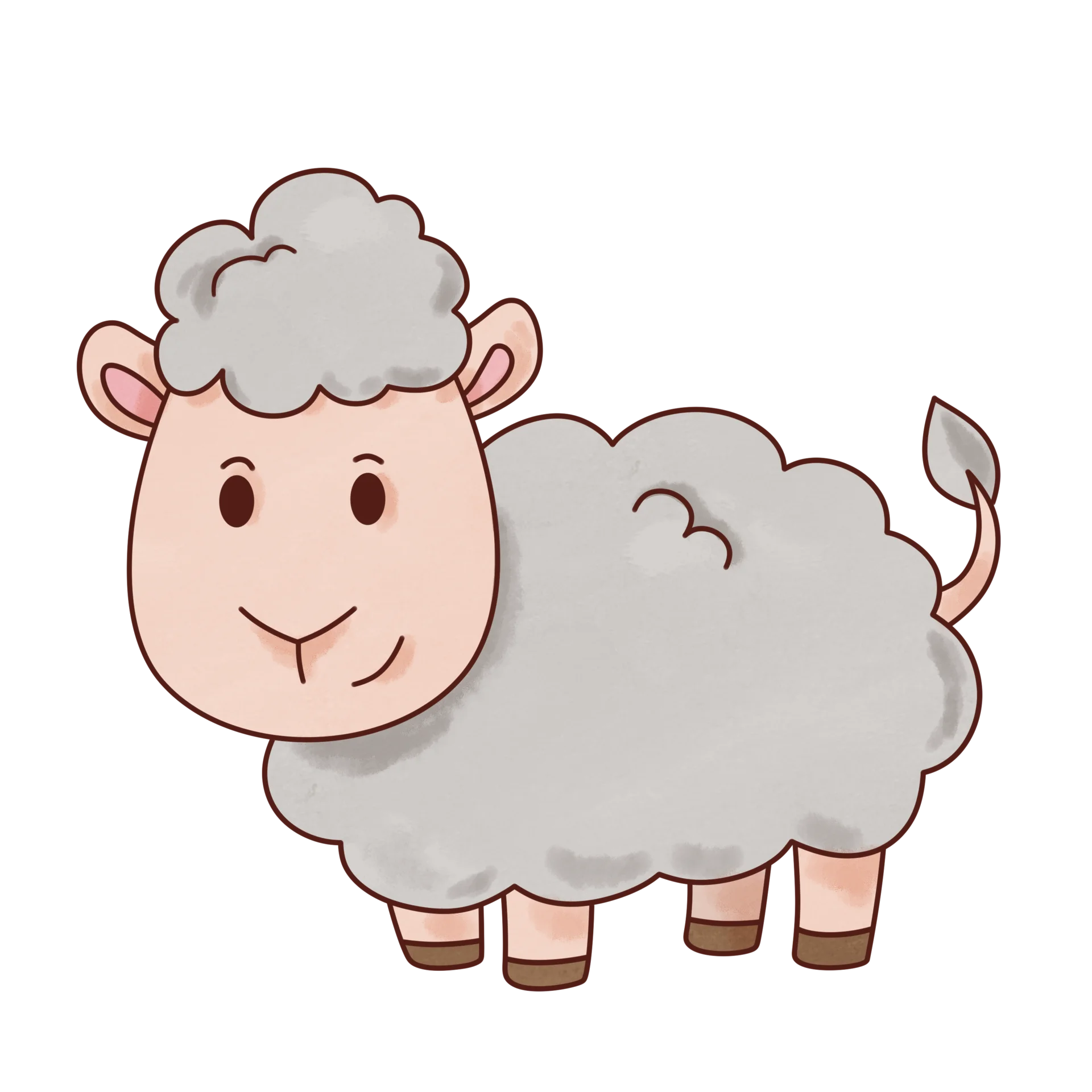 Adorable Fluffy Gray Sheep Clipart Illustration for Kids and Nursery Decor