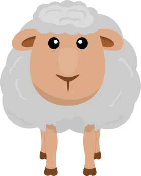 Adorable Fluffy Gray Sheep Clipart with Cute Cartoon Character Design