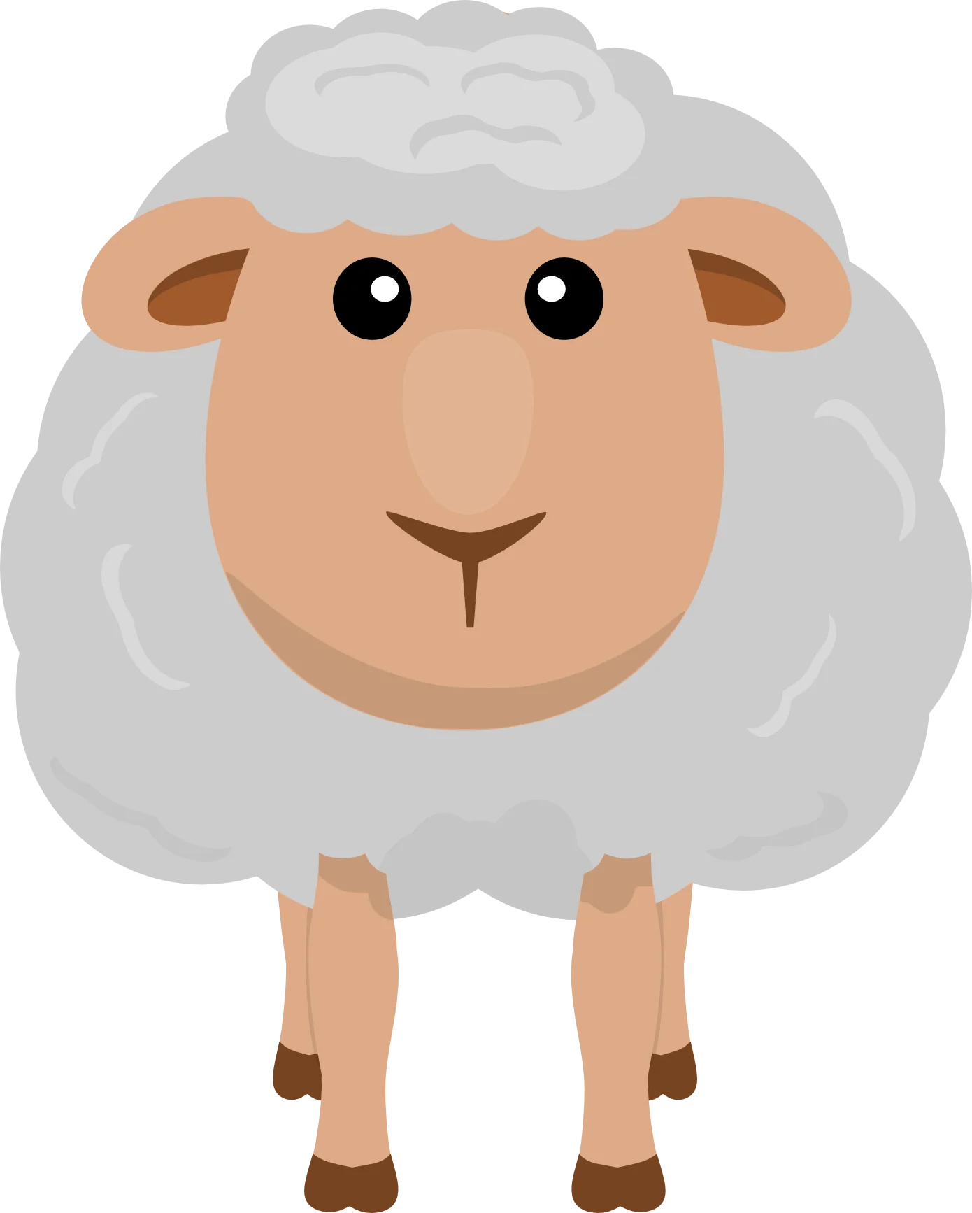 Adorable Fluffy Gray Sheep Clipart with Cute Cartoon Character Design