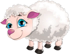 Adorable Fluffy Sheep Clipart: Cartoon Character with Playful Expression