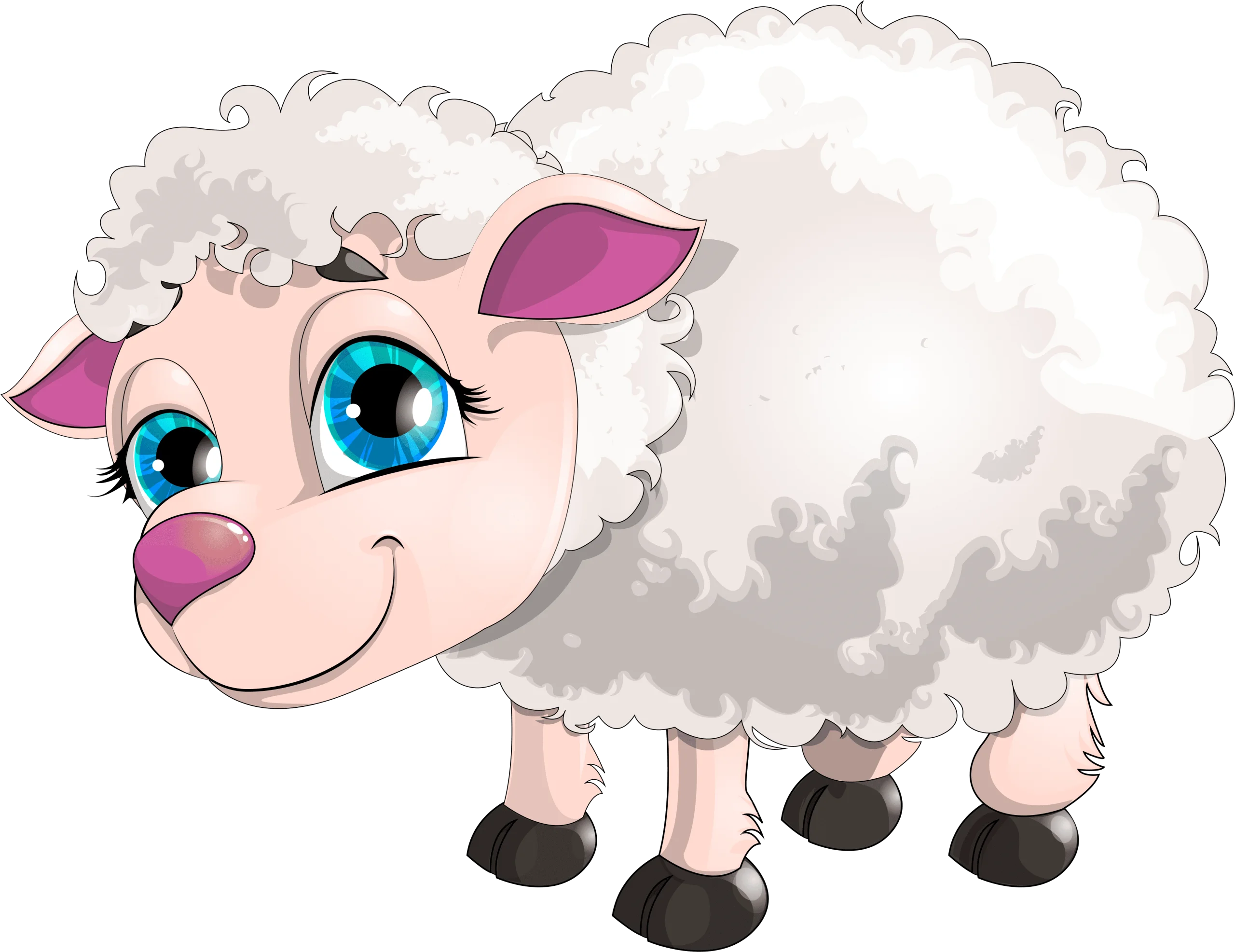 Adorable Fluffy Sheep Clipart: Cartoon Character with Playful Expression