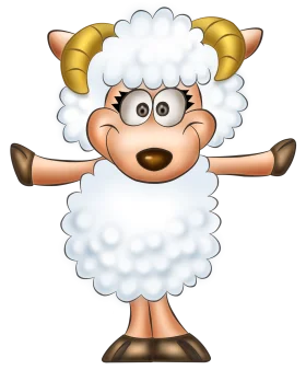 Adorable Fluffy Sheep Clipart Character with Playful Cartoon Style