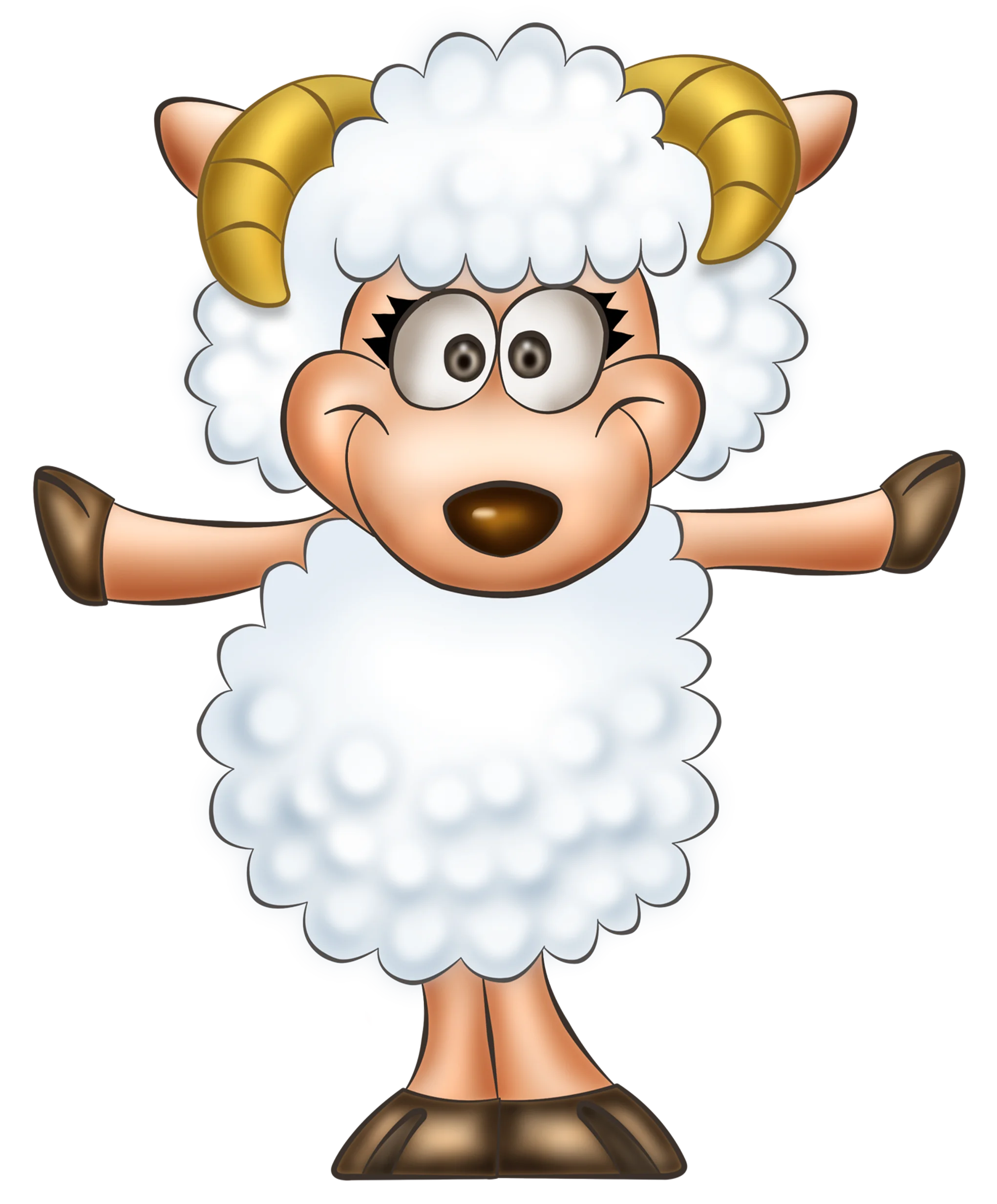 Adorable Fluffy Sheep Clipart Character with Playful Cartoon Style