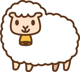 Adorable Fluffy Sheep Clipart with Charming Yellow Bell and Cute Expression