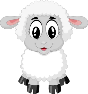 Adorable Fluffy White Sheep Clipart with Cute Cartoon Expression
