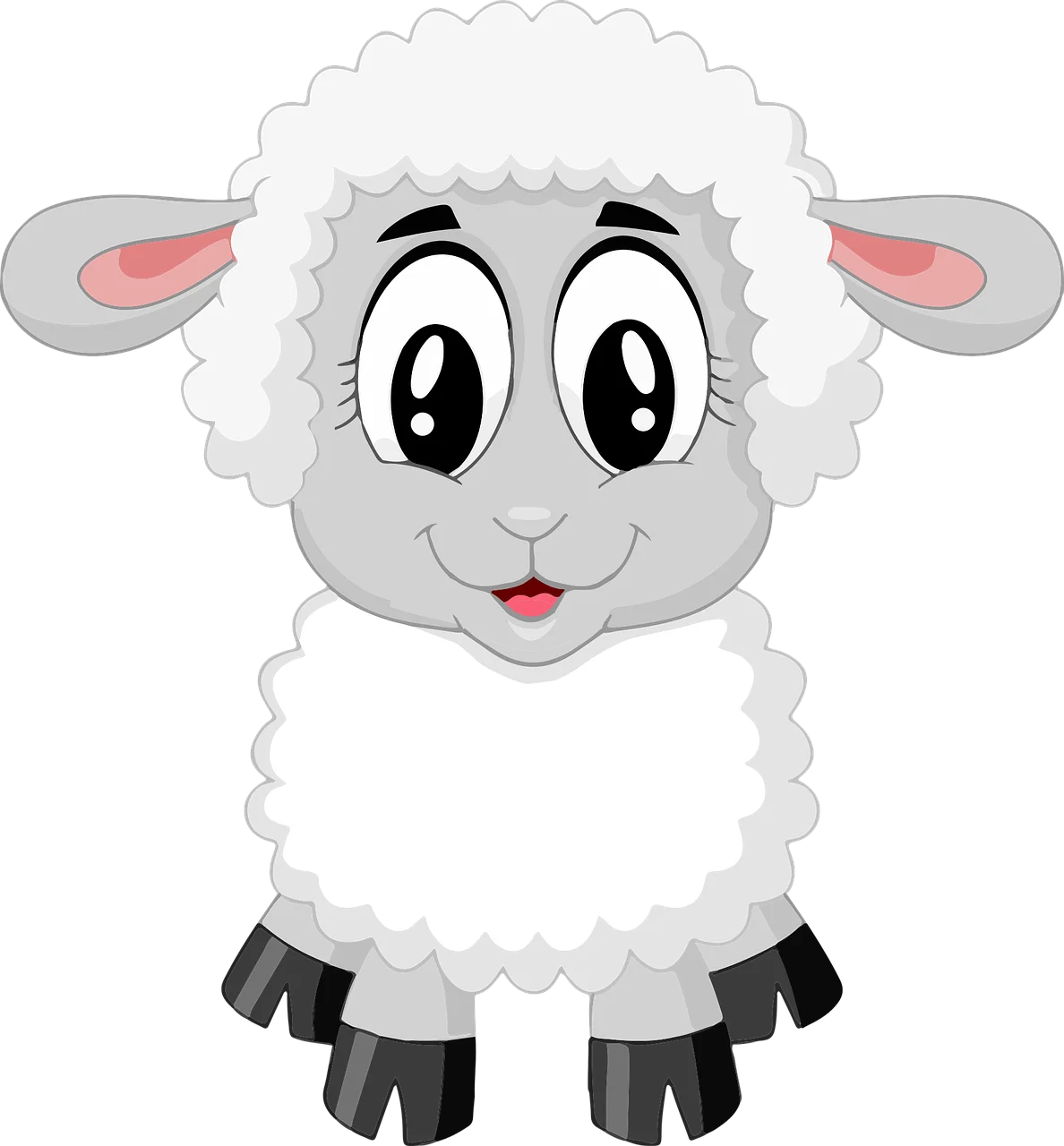 Adorable Fluffy White Sheep Clipart with Cute Cartoon Expression
