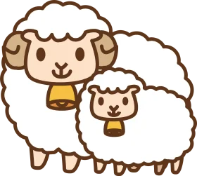 Adorable Kawaii Sheep Family Clipart - Fluffy White Wool Cartoon Characters