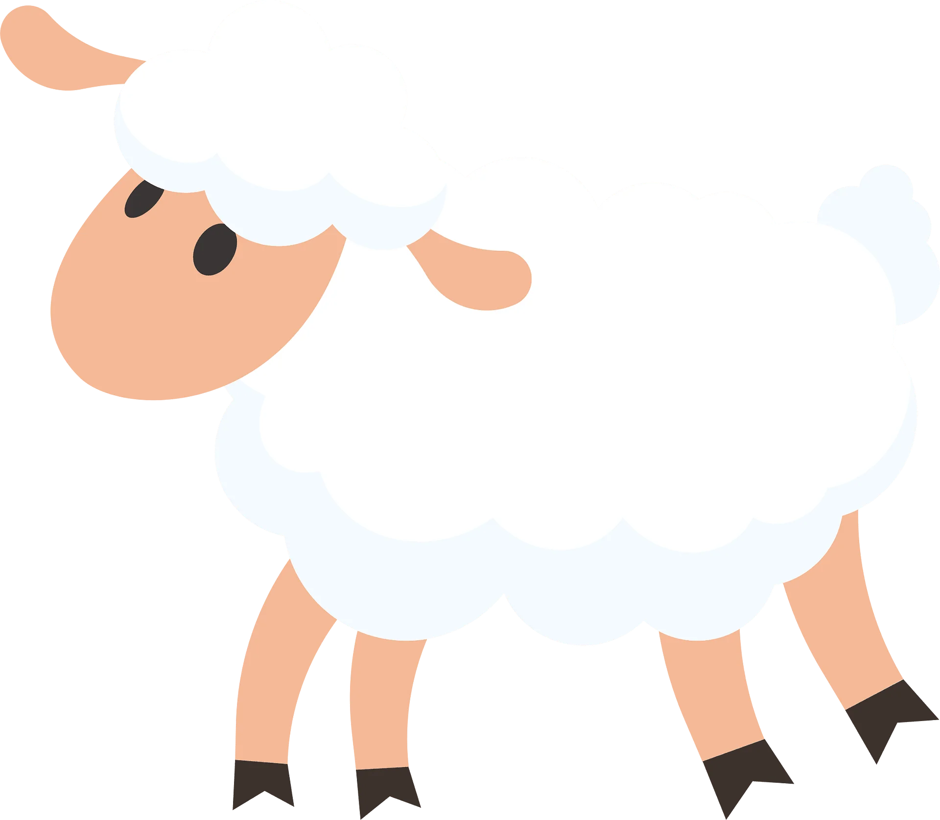 Adorable Minimalist White Sheep Clipart with Soft Peach and Cream Tones