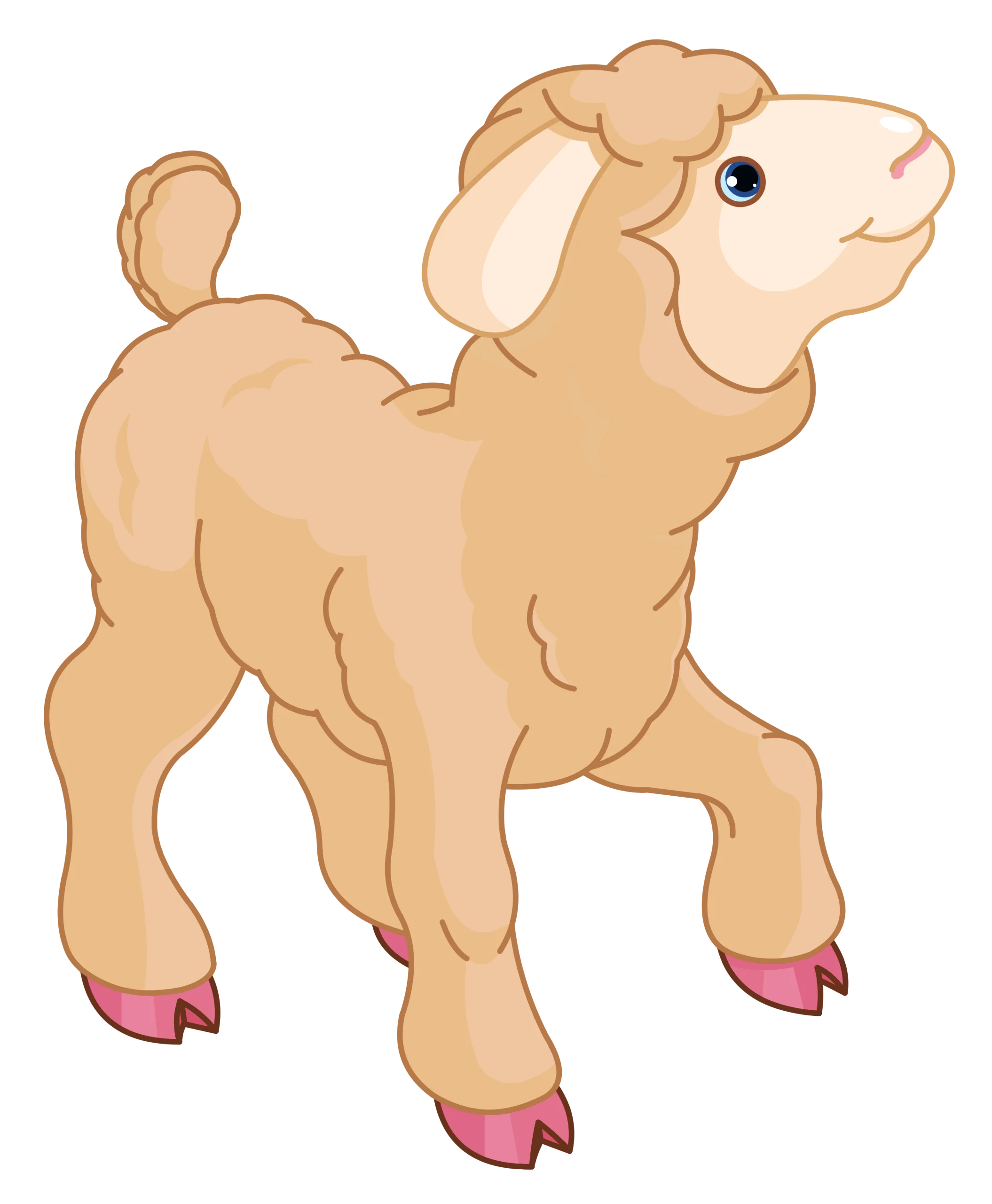 Adorable Pastel-Toned Lamb Clipart with Soft Curves and Gentle Expression