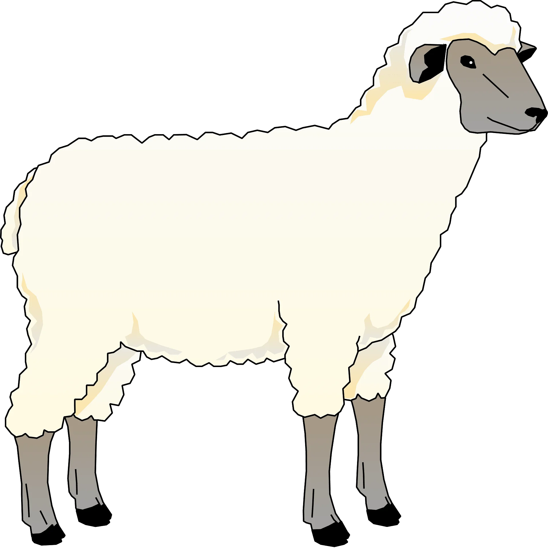 Adorable Woolly Sheep Clipart Illustration with Soft Textured Fleece