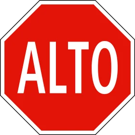 Alto Stop Sign Clipart - Bold Red Octagonal Traffic Warning Symbol