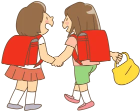 Best Friends Holding Hands - Heartwarming School Animation Illustration