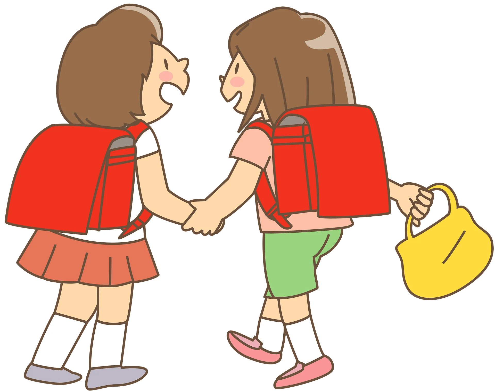 Best Friends Holding Hands - Heartwarming School Animation Illustration