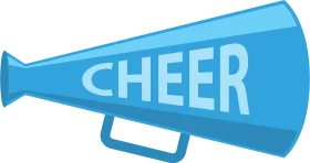 Blue Cheerleader Megaphone Clipart - Spirited Sports Encouragement Design