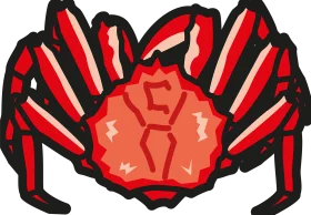 Bold Red Crab Clipart with Sharp Angular Design and Striking Silhouette