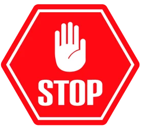 Bold Red Hexagonal Stop Sign Clipart with Raised Palm Silhouette