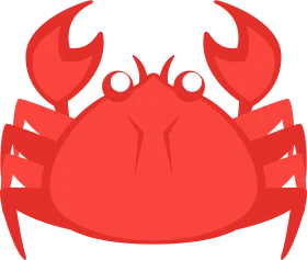 Cartoon Red Crab Clipart: Cute Crustacean with Bold Geometric Design