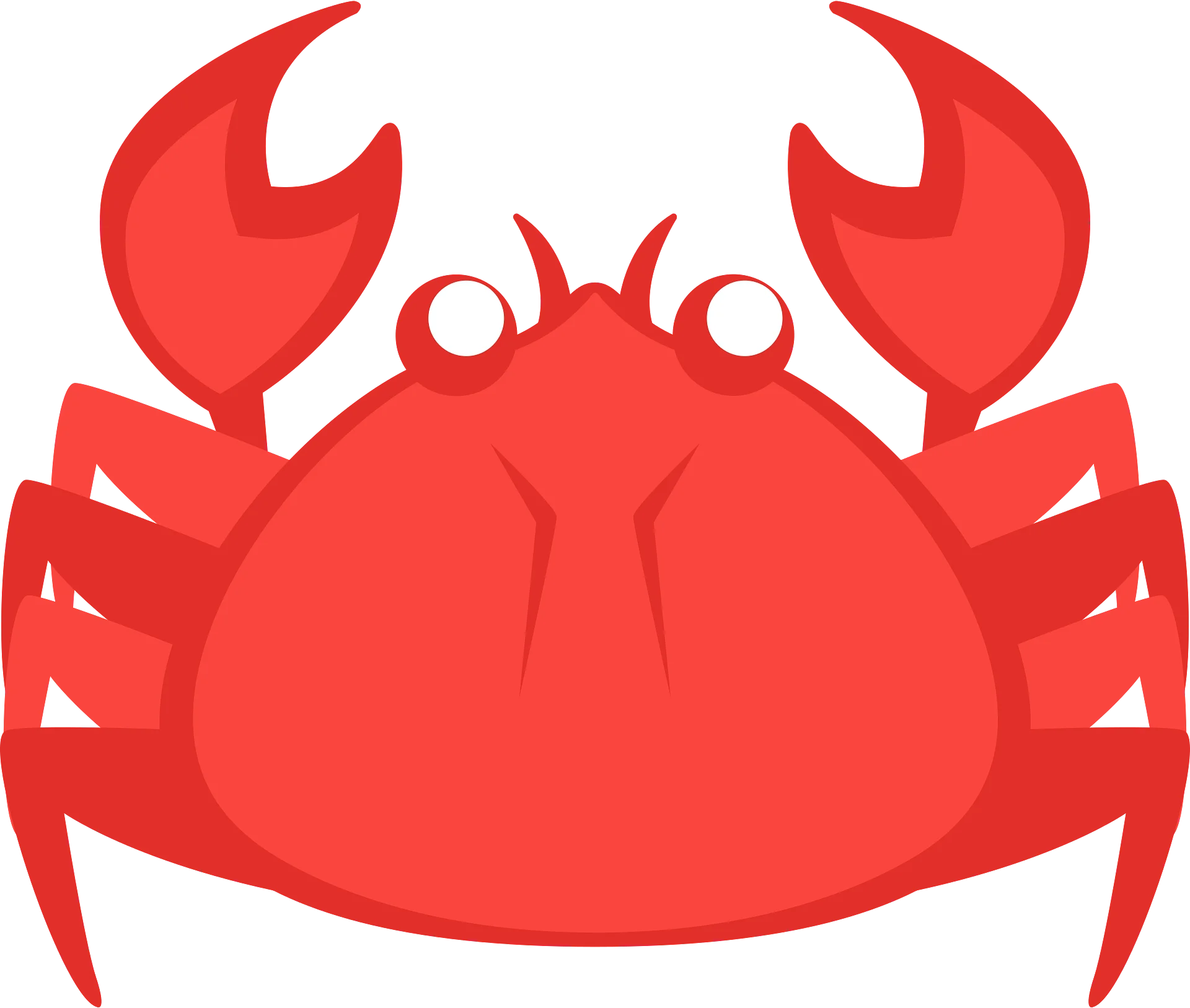 Cartoon Red Crab Clipart: Cute Crustacean with Bold Geometric Design