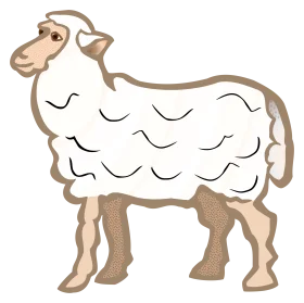 Charming Stylized Woolly Sheep Clipart with Soft Curved Lines and Earthy Tones