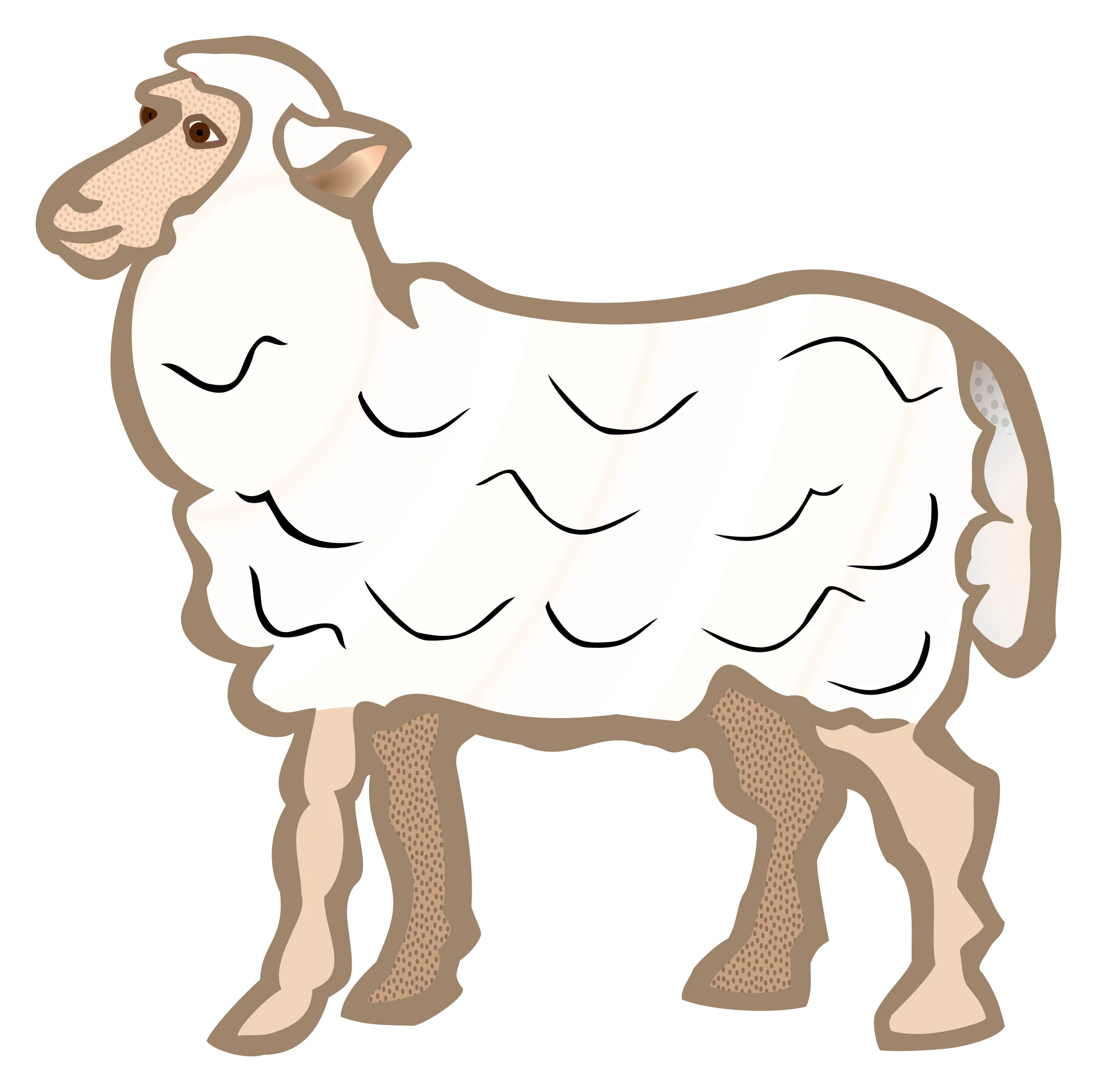 Charming Stylized Woolly Sheep Clipart with Soft Curved Lines and Earthy Tones