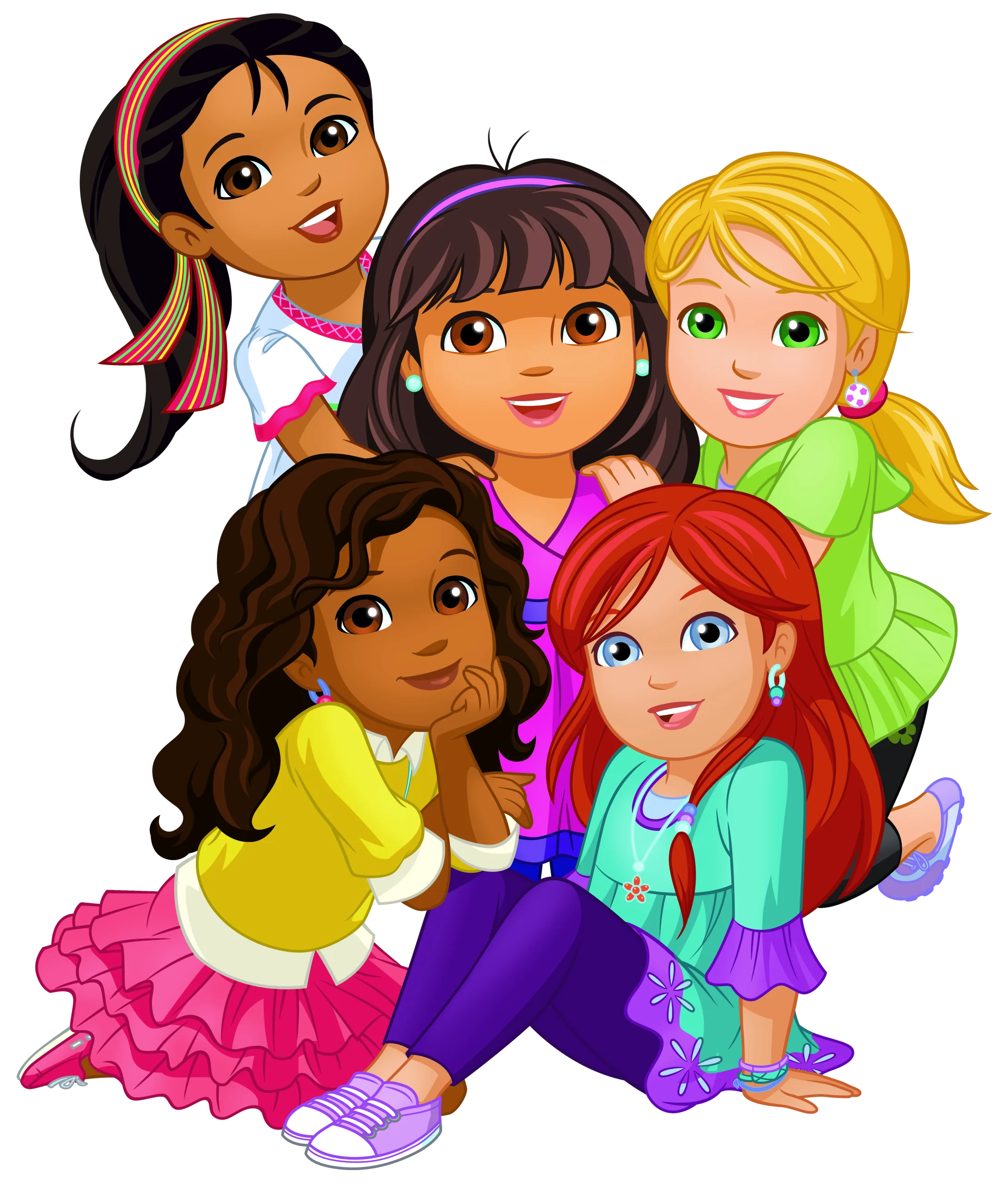 Cheerful Animated Friendship Cartoon Characters Embracing Diversity and Happiness