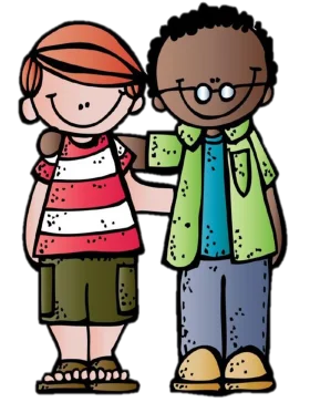 Cheerful Cartoon Animation of Two Diverse School Friends Standing Together