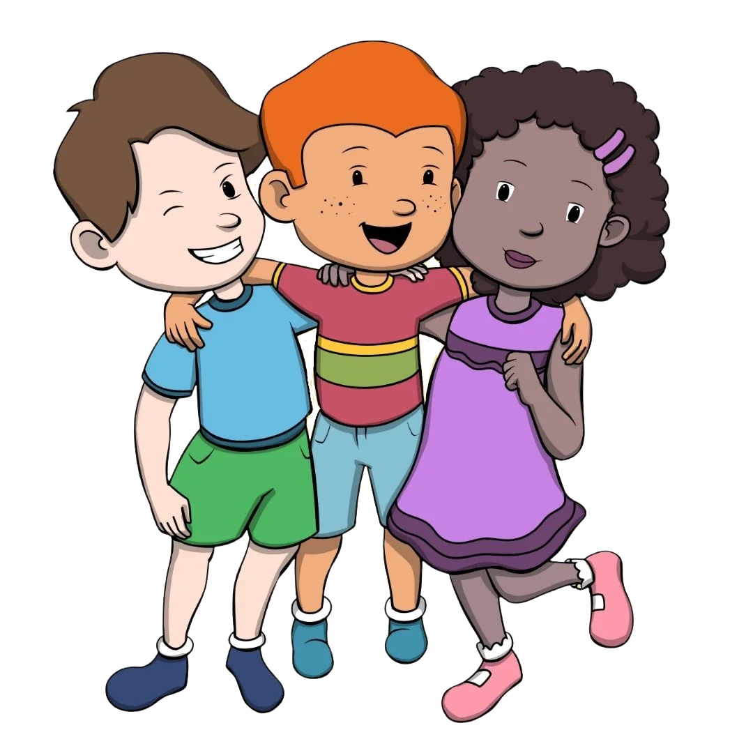 Cheerful Friendship Moments: A Delightful Animation of Three Diverse Kids
