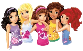 Cheerful Lego Friends Animation: Diverse Girls Celebrating Friendship and Happiness