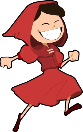 Cheerful Little Red Riding Hood Clipart Character Dancing with Joy