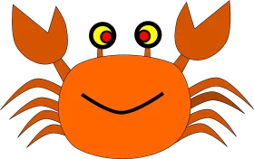 Cheerful Orange Cartoon Crab Clipart with Googly Eyes and Friendly Smile