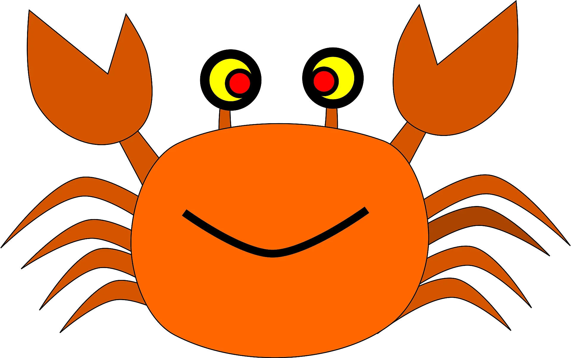 Cheerful Orange Cartoon Crab Clipart with Googly Eyes and Friendly Smile