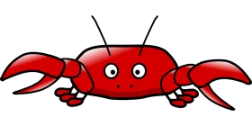 Cheerful Red Cartoon Crab Clipart: Adorable Marine Creature with Friendly Expression