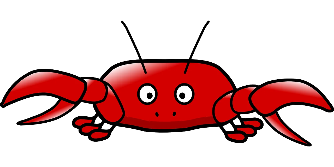 Cheerful Red Cartoon Crab Clipart: Adorable Marine Creature with Friendly Expression