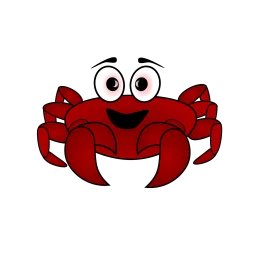 Cheerful Red Cartoon Crab Clipart with Expressive Big Eyes and Friendly Smile