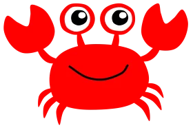 Cheerful Red Cartoon Crab Clipart with Googly Eyes and Friendly Smile