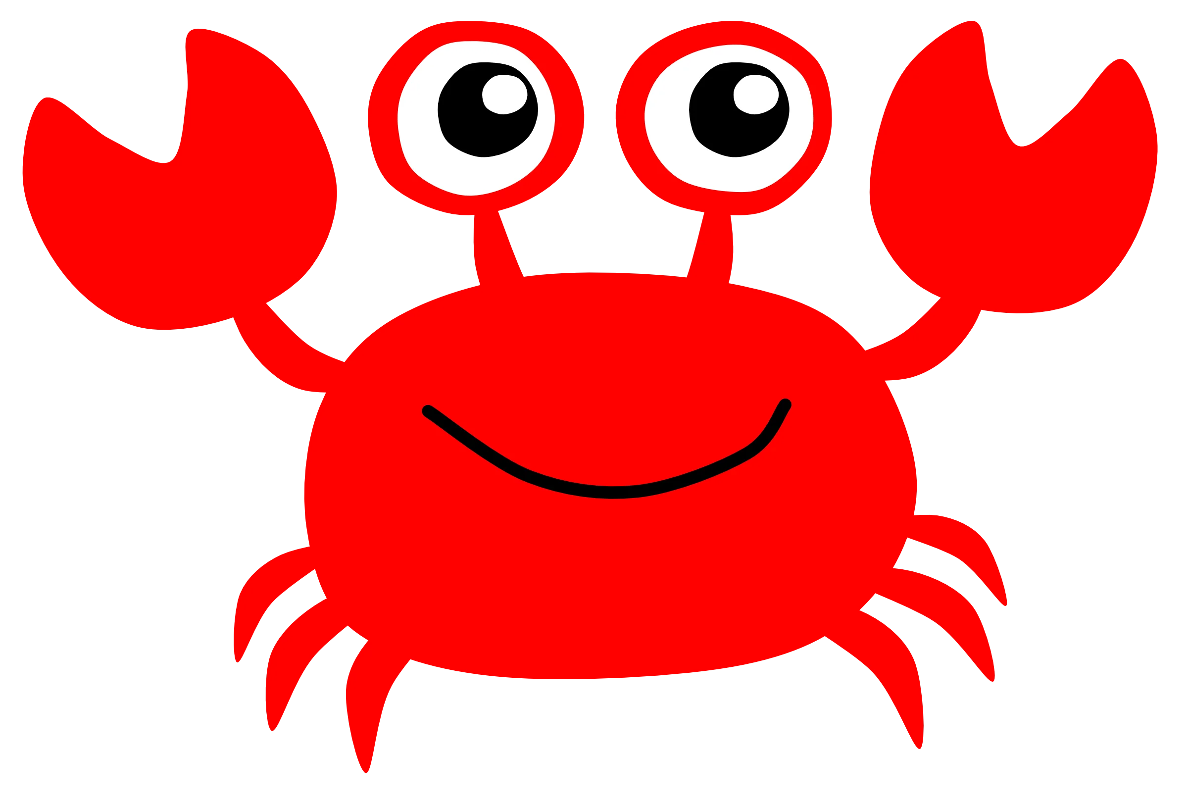 Cheerful Red Cartoon Crab Clipart with Googly Eyes and Friendly Smile