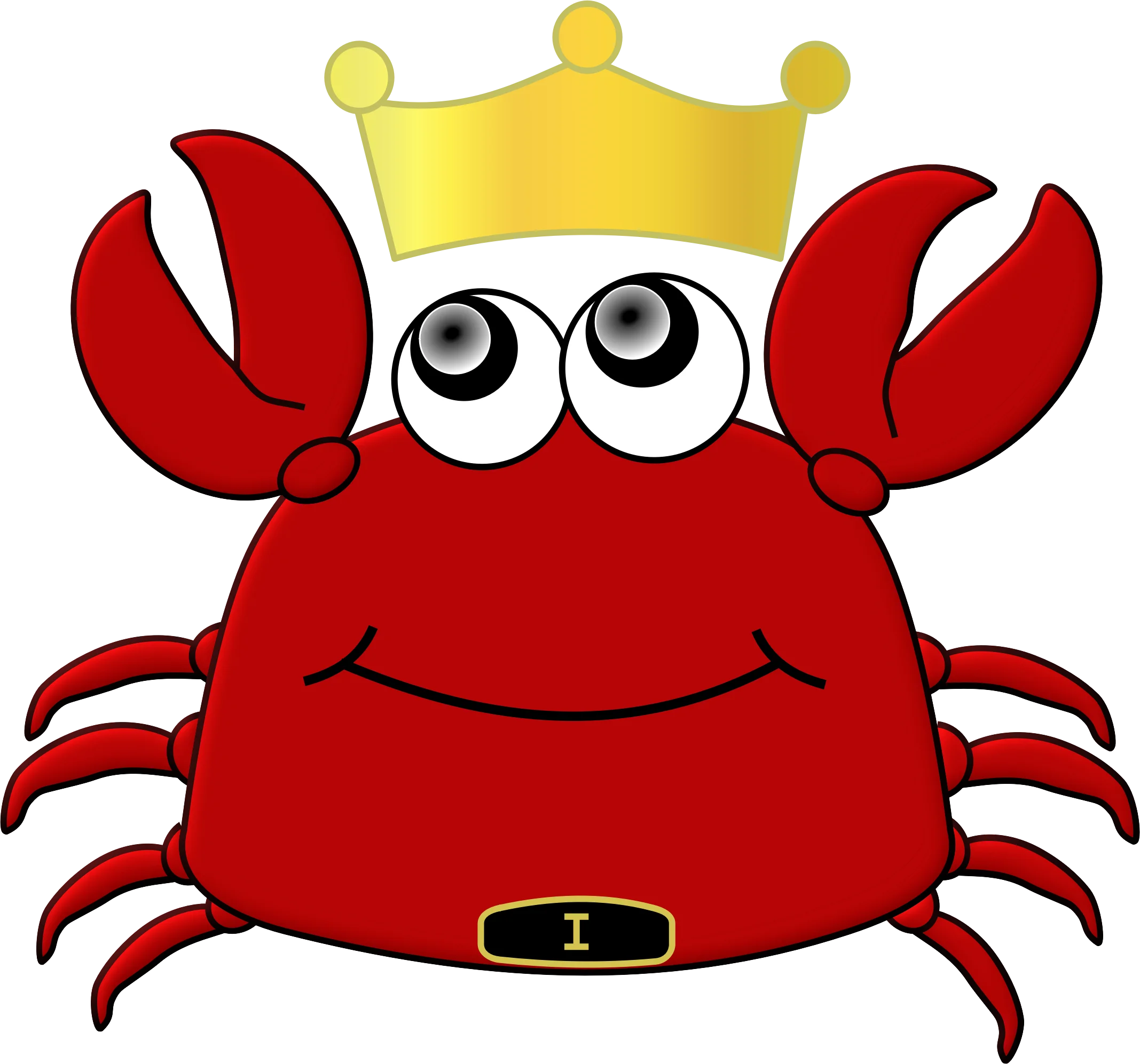 Cheerful Royal Red Crab King Wearing Golden Crown Clipart Design