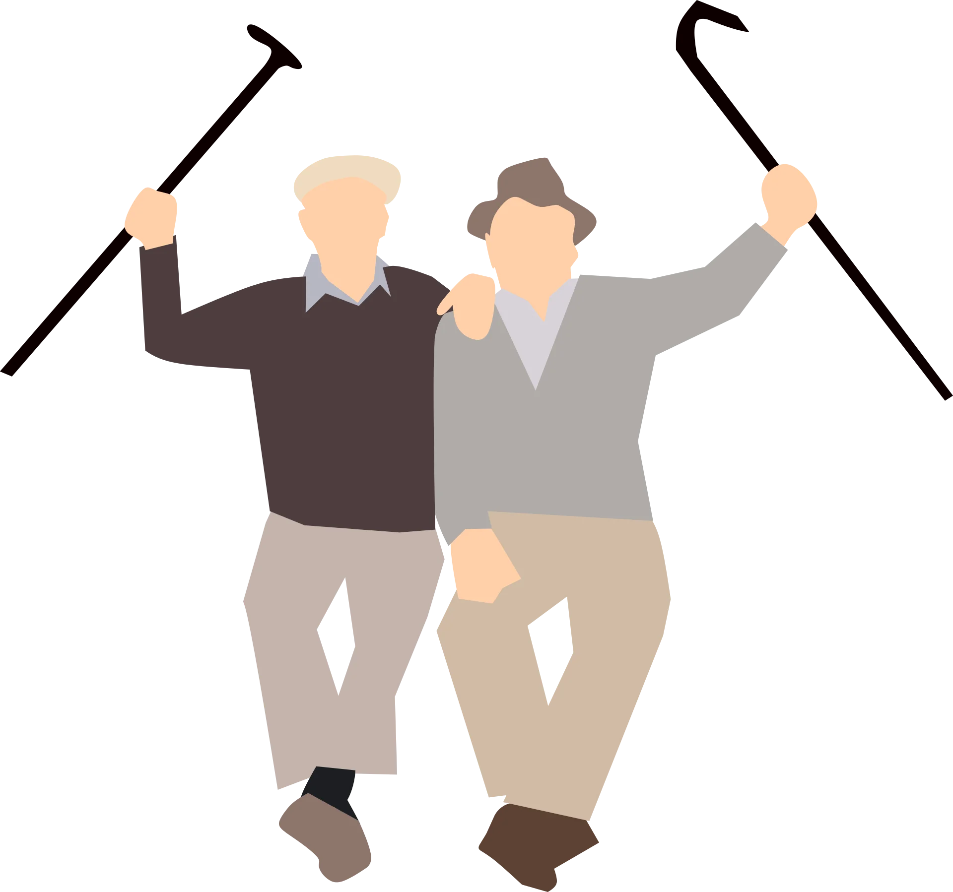 Cheerful Senior Friends Enjoying Companionship in Playful Animation Illustration