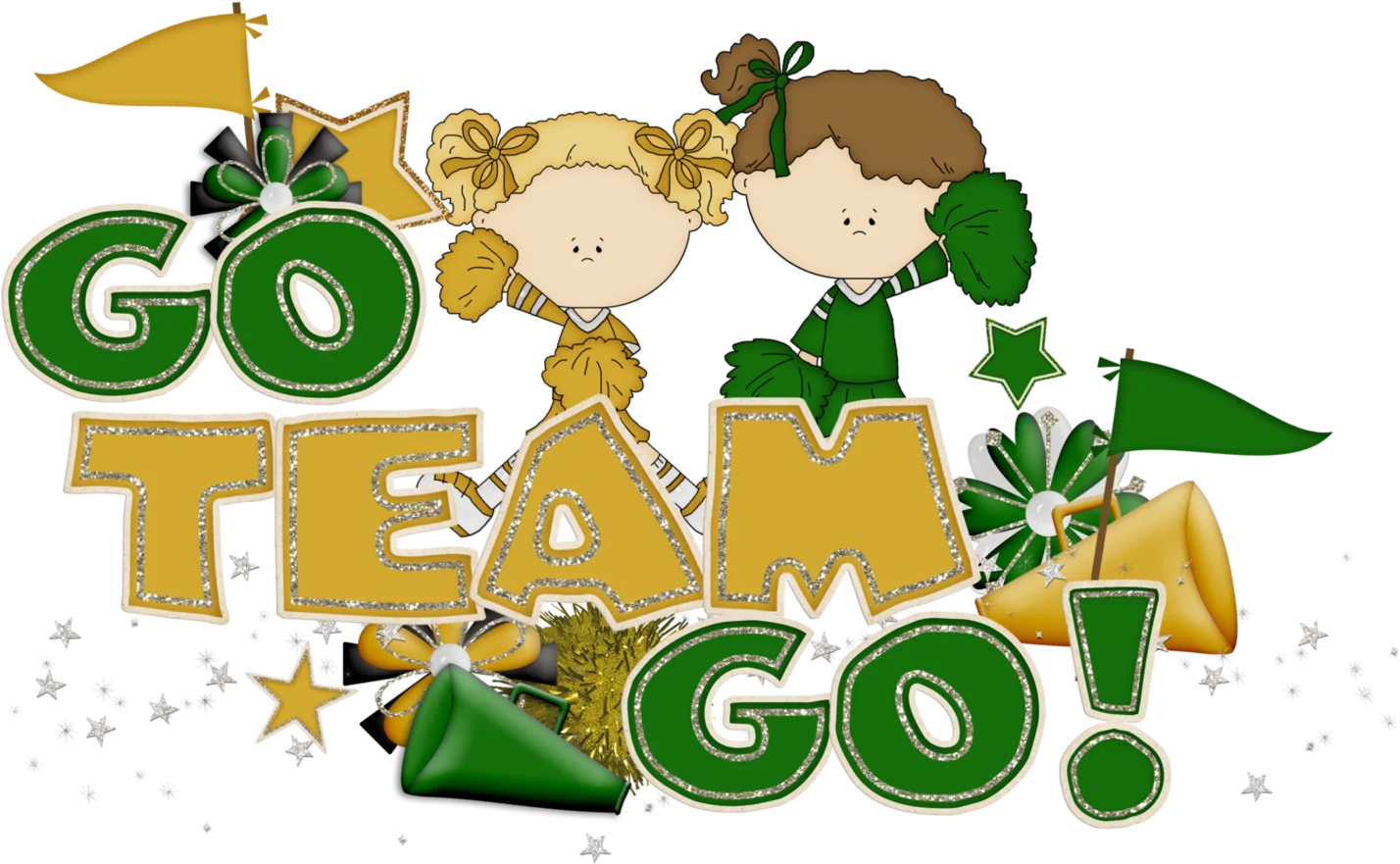 Cheerful Team Spirit Clipart Illustration with Energetic Cheerleaders