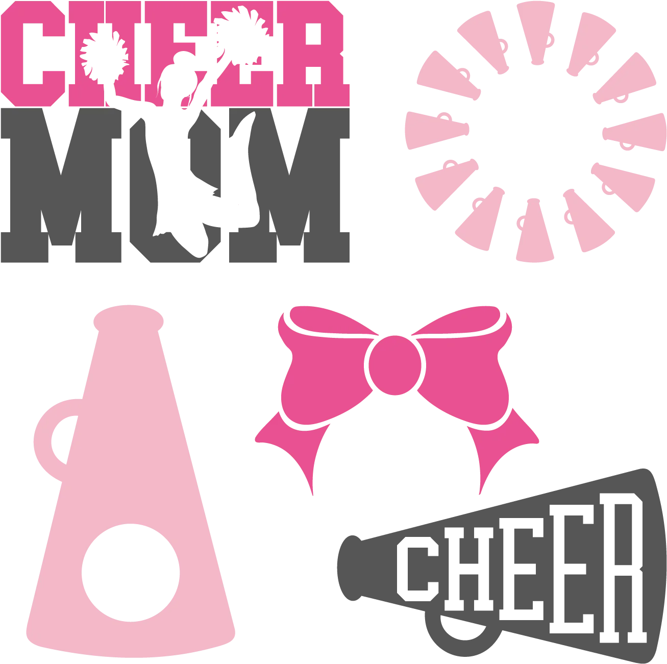 Cheerleading Spirit Clipart Collection: Megaphones, Bows, and Motivational Graphics